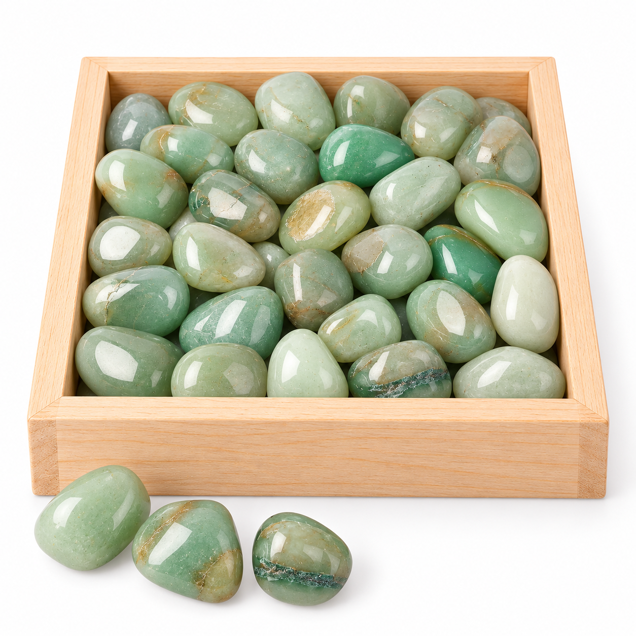 Green Aventurine Tumblestone Refill (25pcs) merchandising display