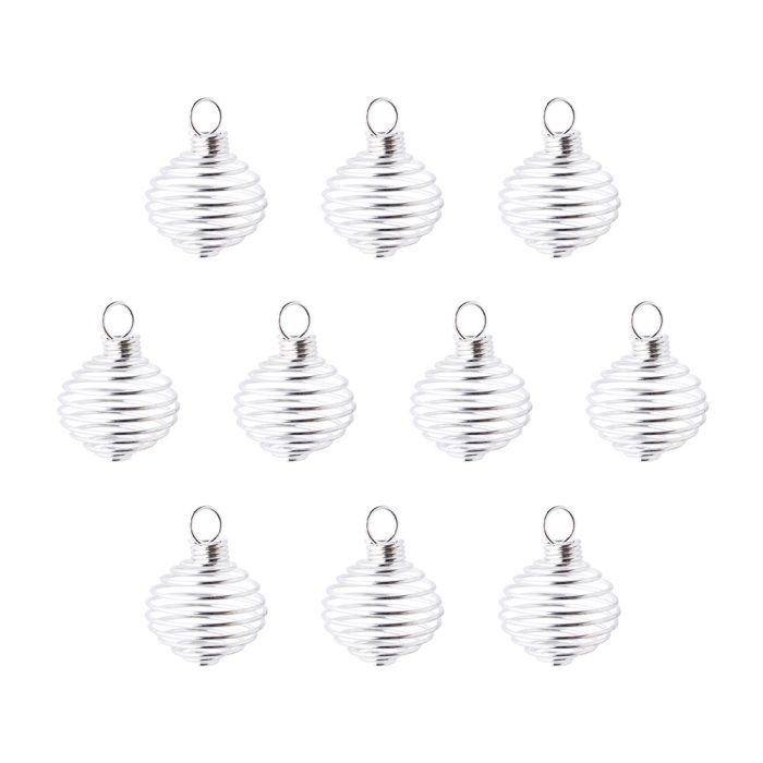 Spiral Pendant Cages Medium, Silver Plated (10pcs) 
