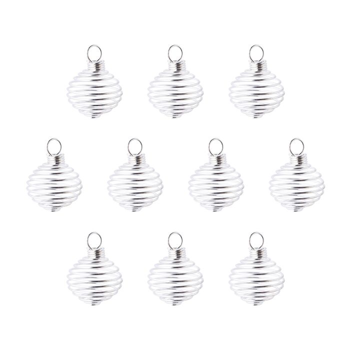 Spiral Pendant Cages Medium, Silver Plated (10pcs) NETT