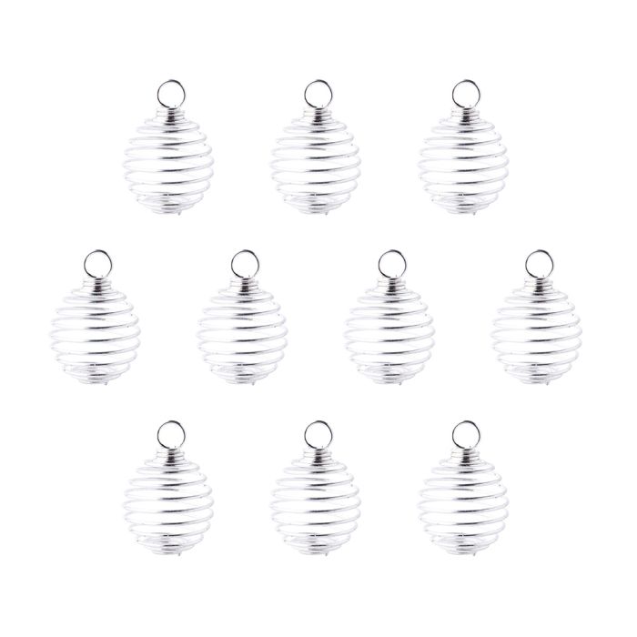 Spiral Pendant Cages Small, Silver Plated (10pcs) NETT