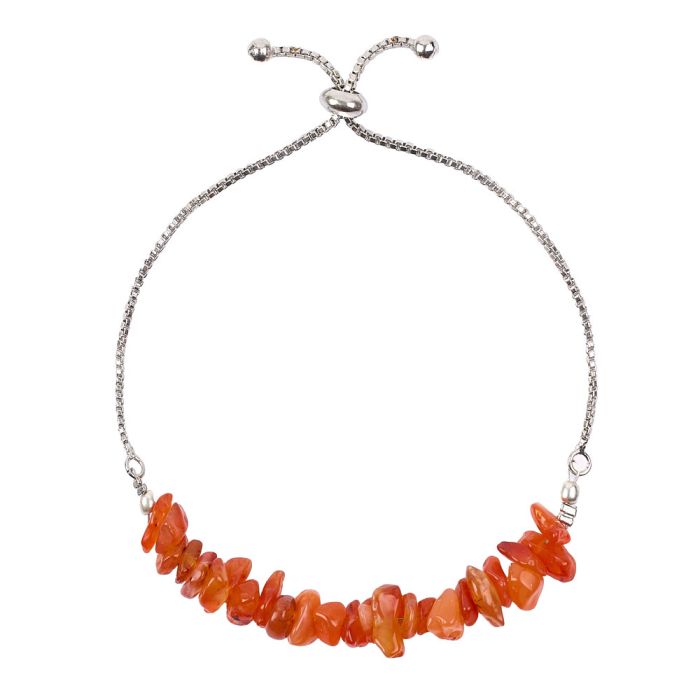 Carnelian Chip Adjustable Sliding Bracelet, Silver Plated (1pc) NETT