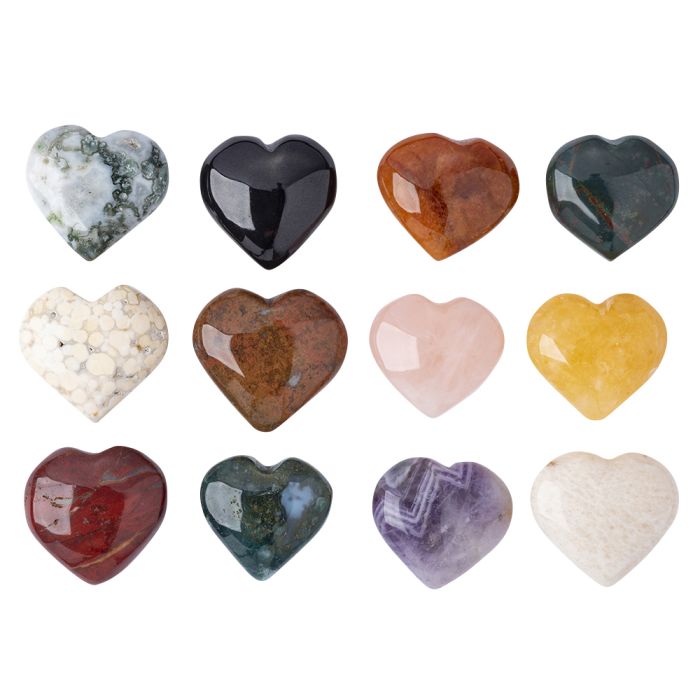 Mixed Gemstone Puff Hearts (12pcs) NETT
