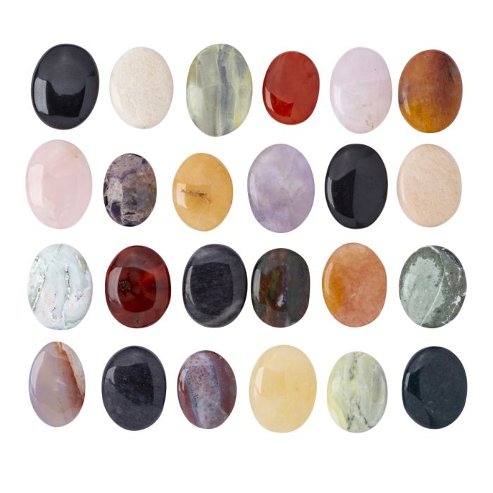 Assorted Worry Stones, India (Ready to retail display box 24pcs) NETT