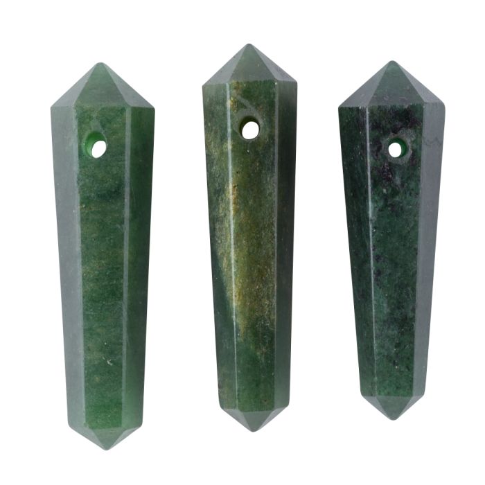 Green Jasper DT Points with Hole, India (3pcs) NETT