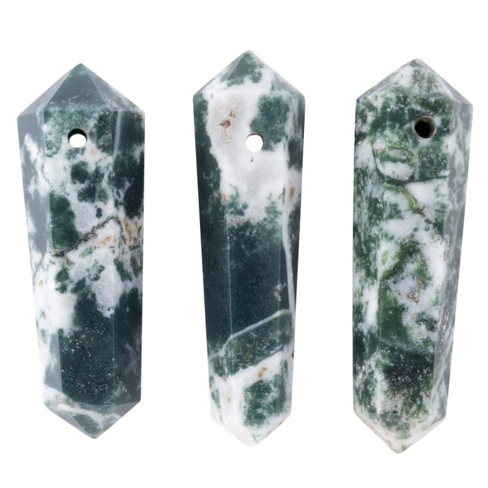 Tree Agate DT Point with Hole, India (3pcs) NETT