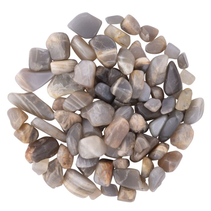 Moonstone Black Tumblestone Chips, India, approx. 8-15mm (100g) NFD