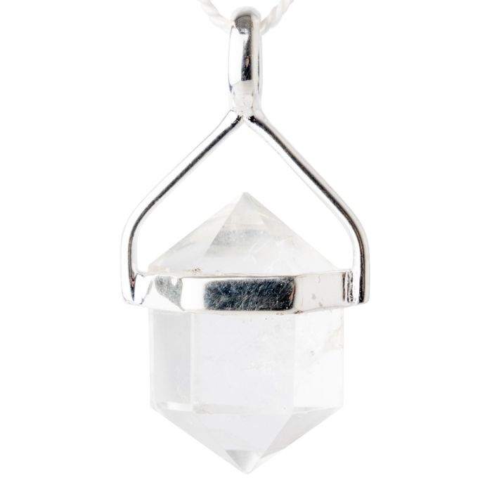 Himalayan 'Herkimer Diamond' Pendant with Silver Plated Bail, India (1pc) 