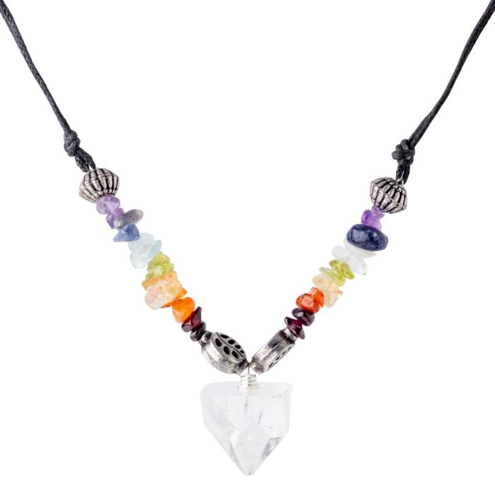 Rough Apophyllite Point Chakra Necklace 24cm (5cm Extender) India (1pc) NETT