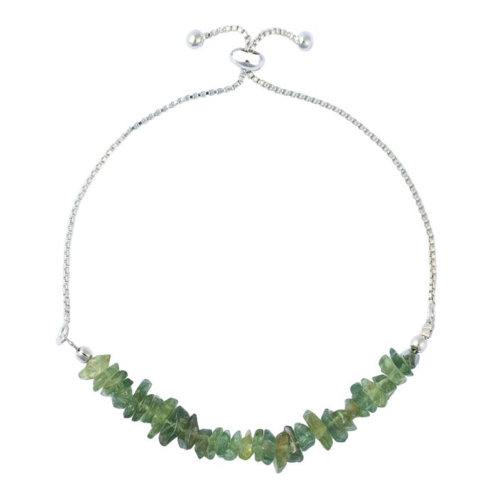 Green Apatite Chip Sliding Bracelet, Silver Plated (1pc) NETT