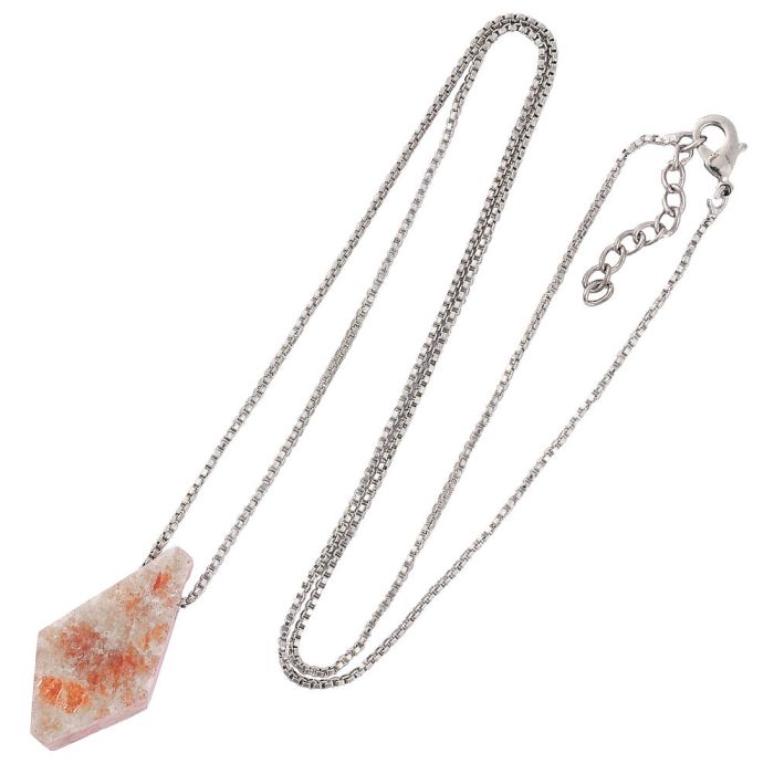 Sunstone Kite Shape Pendant on 24" Silver Plated Chain (1pc)