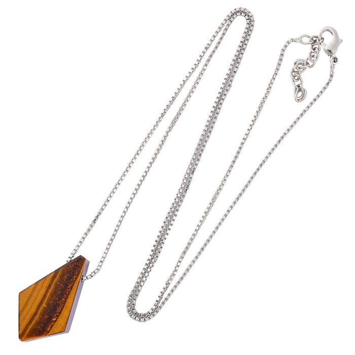 Tiger Eye Kite Shape Pendant on 24" Silver Plated Chain (1pc)