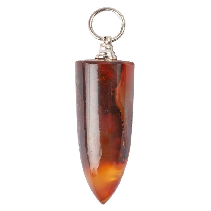 Carnelian Bullet Pendant Silver Plated (1pc)