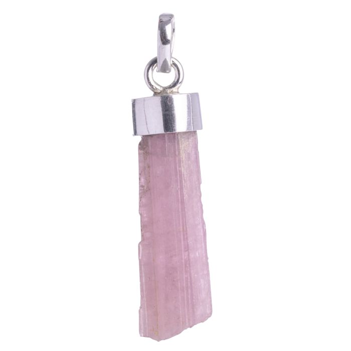 Pink Tourmaline Rough Point 925 Sterling Silver Pendant, Brazil (1pc) NETT