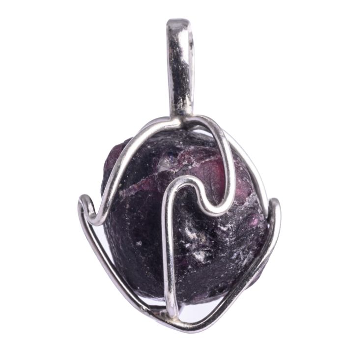 Garnet Wire Wrapped 925 Sterling Silver Pendant, Brazil (1pc) NETT