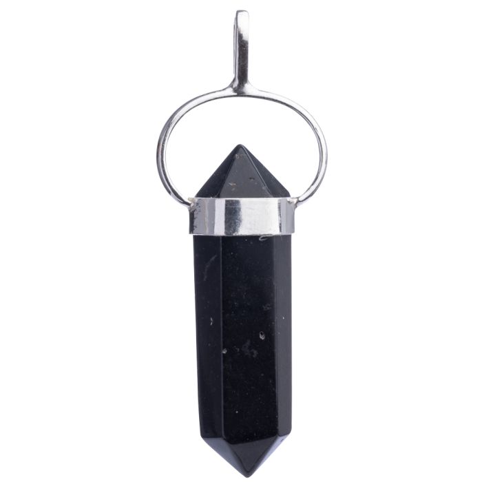 Black Onyx Double Terminated 925 Sterling Silver Pendant, Brazil (1pc) NETT