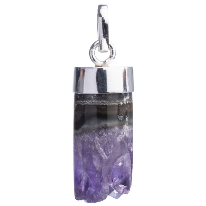 Polished Amethyst Cylinder 925 Sterling Silver Pendant, Brazil (1pc) NETT