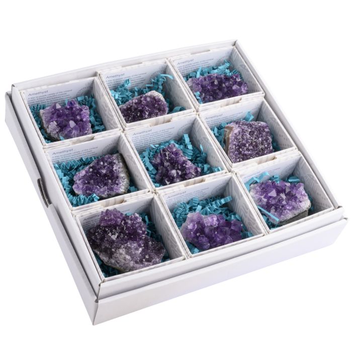 Amethyst Druze 1st Grade in Gift Box, Brazil (9pc) NETT