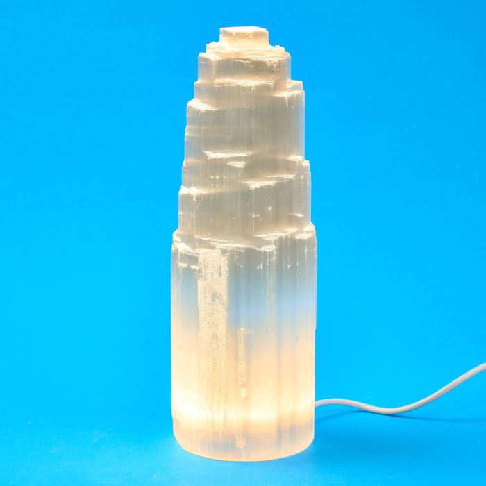 Selenite Mountain Lamp 20cm with USB LED (1pc) NETT
