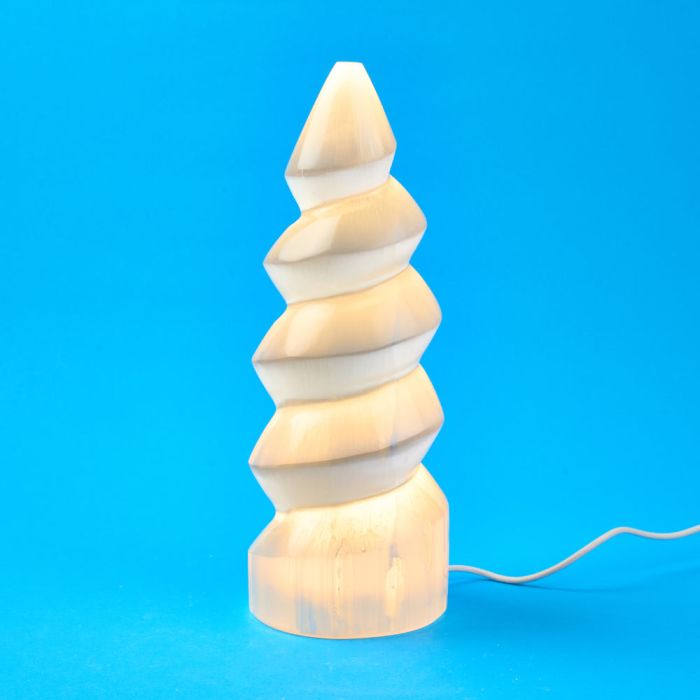 Spiral Selenite Lamp 25cm with USB LED (1pc) NETT