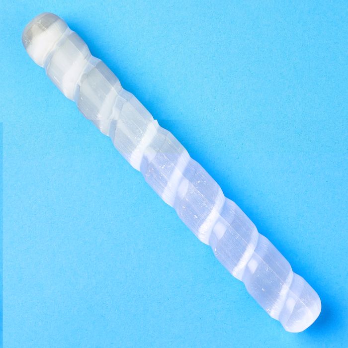 Selenite Spiral Wand, Round Ends, Large (1pc) NETT