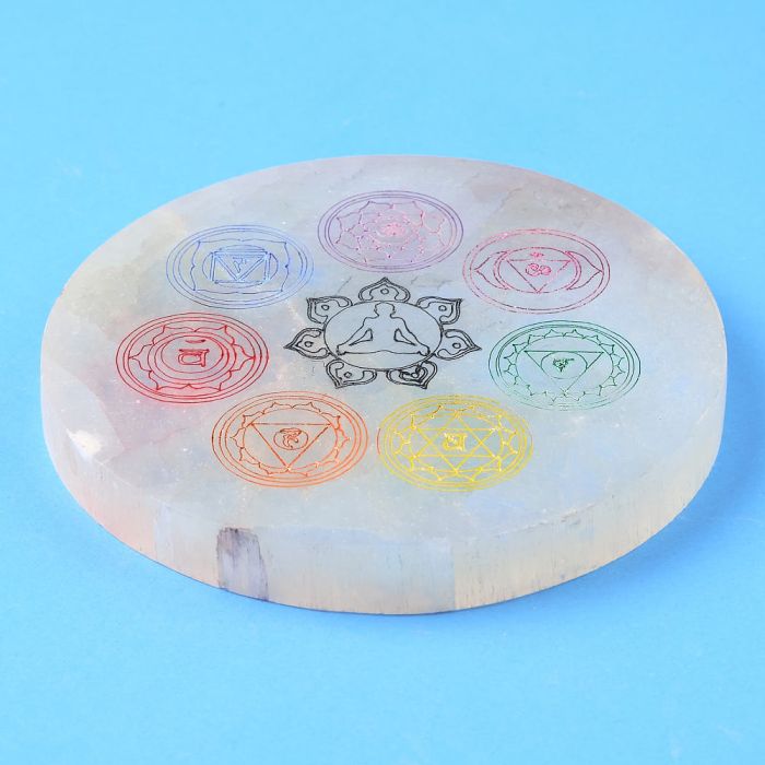 Chakra Selenite Circle, Colour, 10cm (1pc)