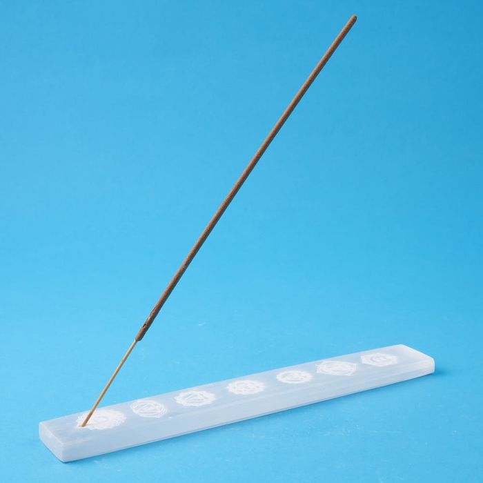 Selenite Chakra Incense Holder, 20cm (1pc)