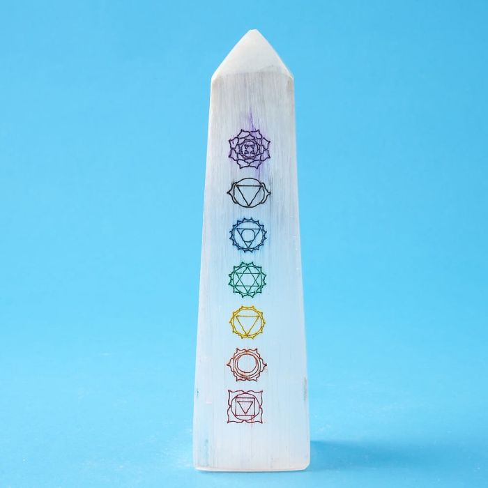 Selenite Obelisk, Chakra, 15cm (1pc)