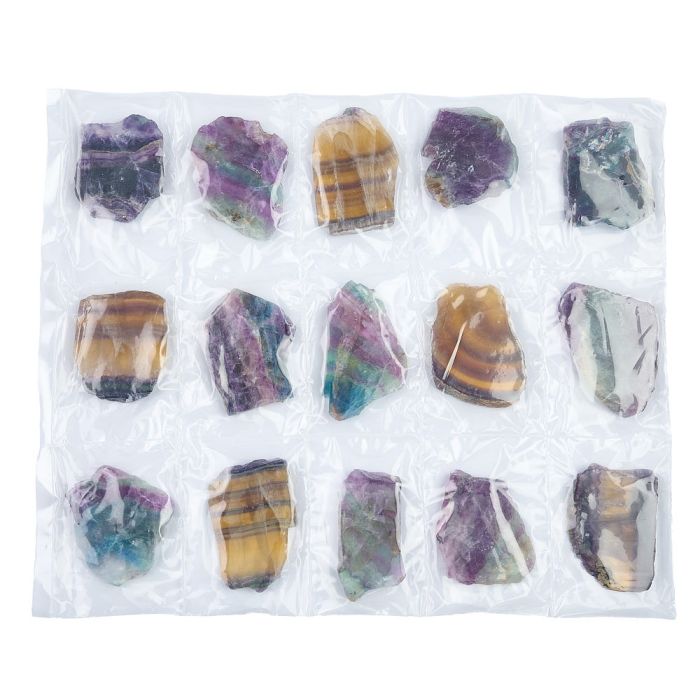 Rainbow Fluorite Slice Natural Edge (1 Sheet/15pcs) NETT