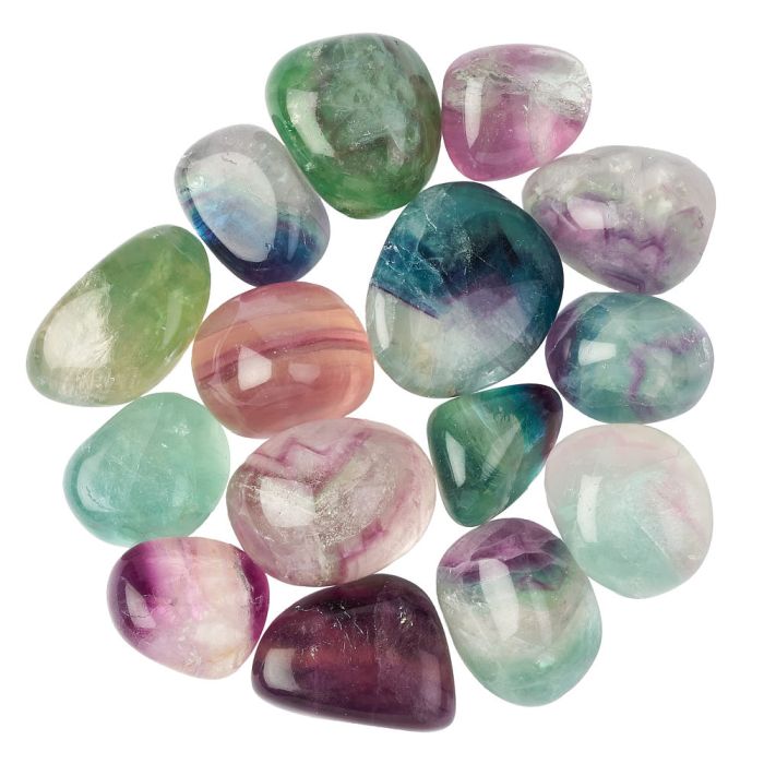Rainbow Fluorite Medium Tumblestones, 20-30mm,  A Grade, (250g) 