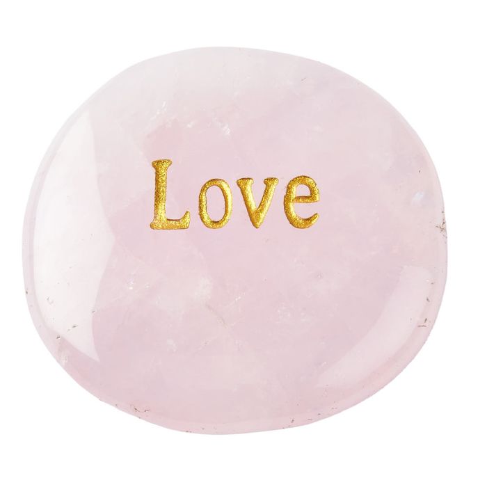 Rose Quartz Smoothstone with LOVE etching (1pc)
