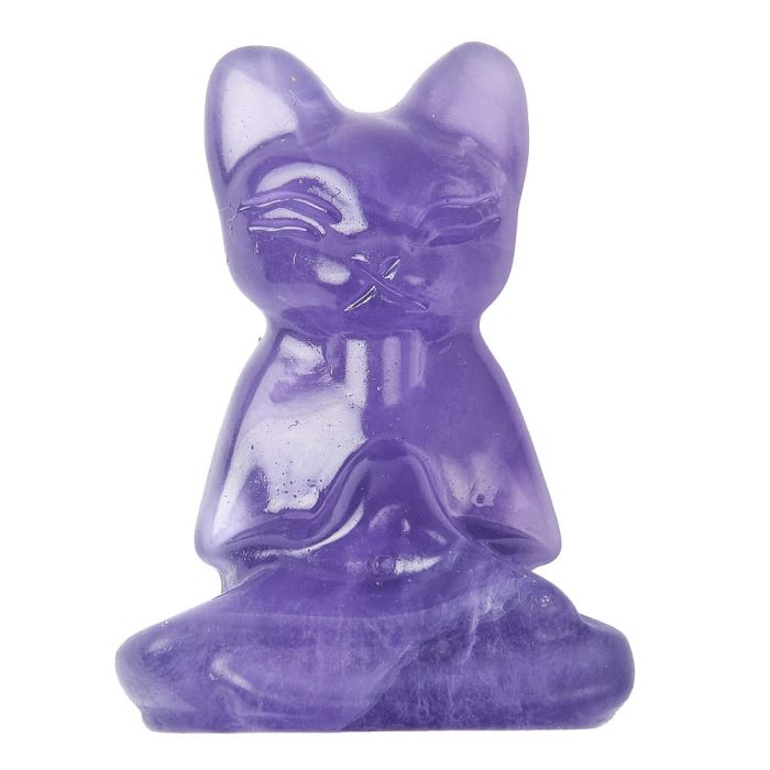 Violet Fluorite Meditating Cat, 50mm (1pc) NFD