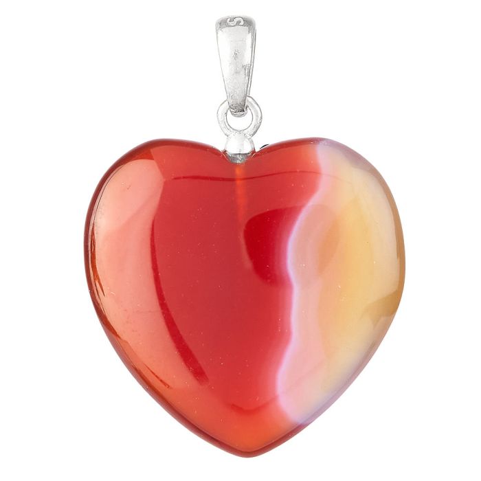 Carnelian Heart Pendant, Sterling Silver, 20mm