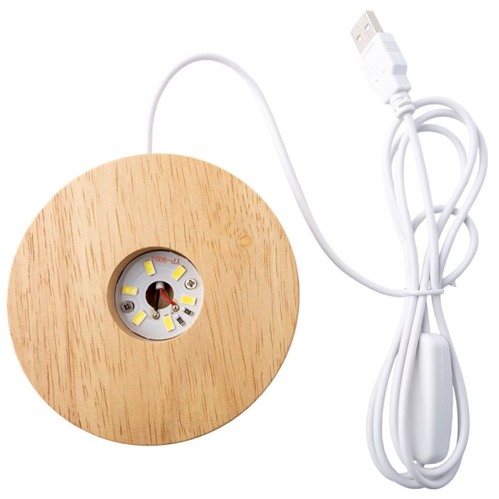 Light Box Round Wood LED Lamp Base Warm White USB Powered (1pc) NETT
