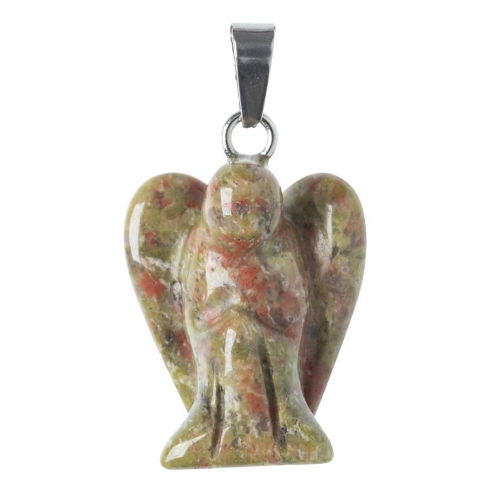 Unakite Angel Pendant 20mm Steel post & bail (1pc) NETT