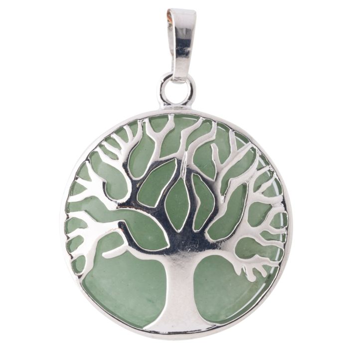 Aventurine Tree of Life Chrome Plated Pendant (1pc) NETT