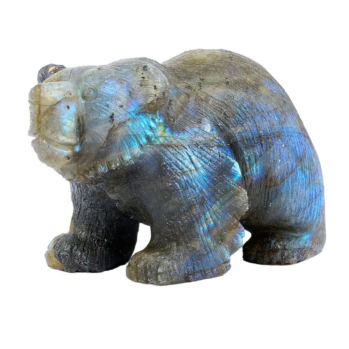 Labradorite Bear carving with fur 3x1.75x1.5" (1pc) NETT