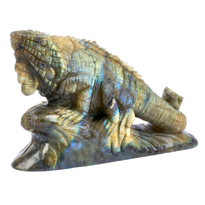 Labradorite Lizard Carving with base 5x1.5x3" NETT