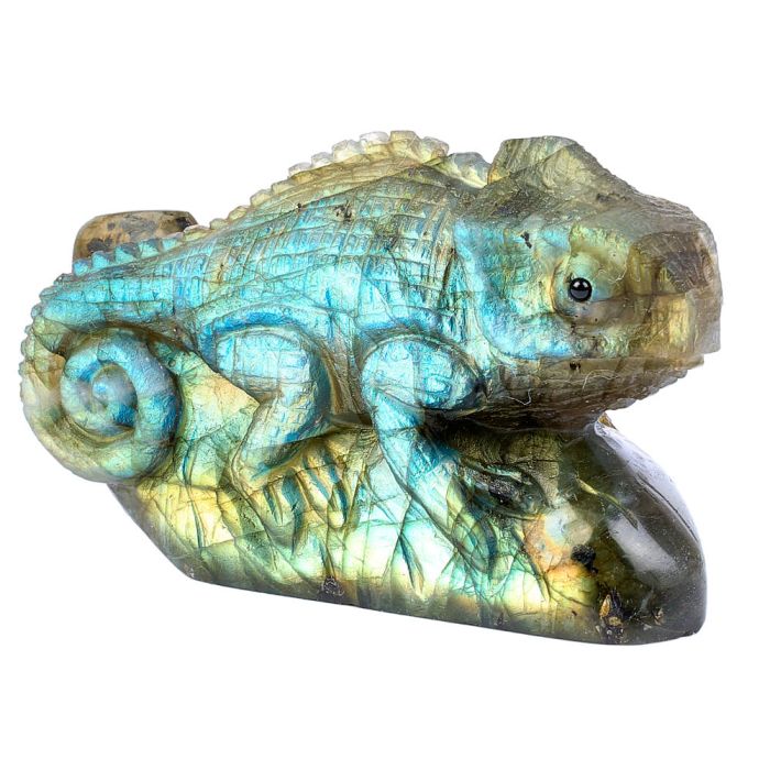 Labradorite Chameleon Carving 3x1.75x1.25" NETT