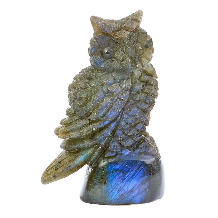 Labradorite Owl Carving with base 1.15x1x2.75" NETT