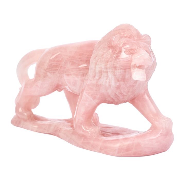 Rose Quartz Lion Carving with base 5.75x2x4" (6") NETT