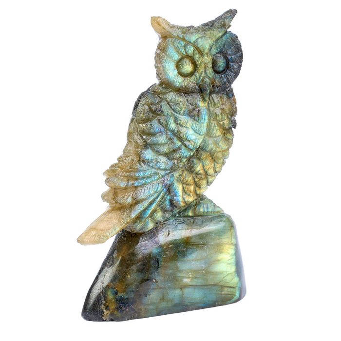 Labradorite 3" Owl Carving NETT
