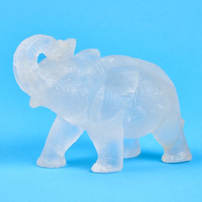 Crystal Elephant Carving with fur 4" NETT