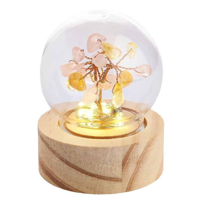 Rose Quartz and Citrine Gem Tree Lamp, battery operated (1pc) NFD