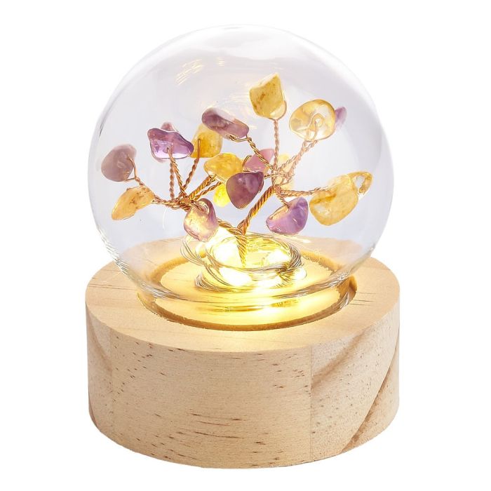 Amethyst and Citrine Gem Tree Lamp, battery operated (1pc) NFD