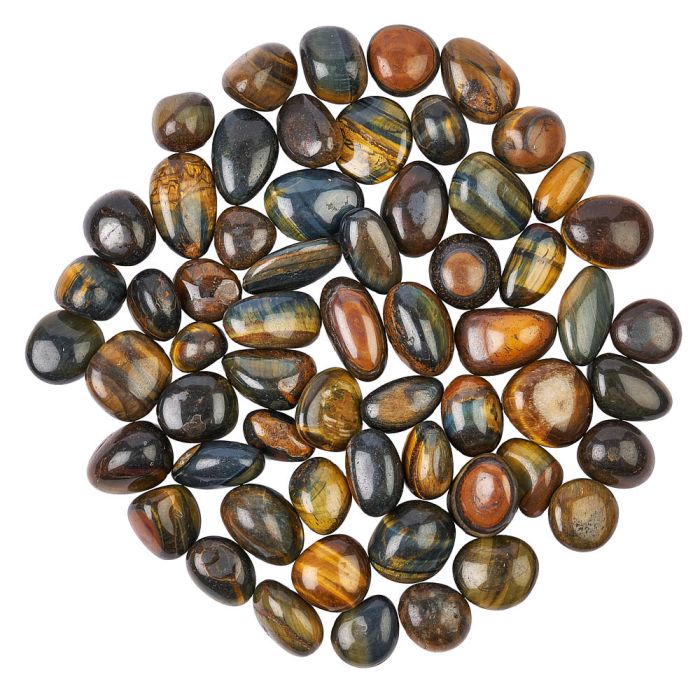 Variegated Tiger Eye Medium Tumblestones, 20-30mm, South African (500g) 