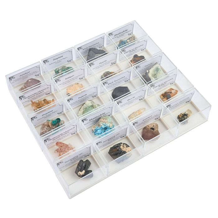 Mixed Namibian Mineral Specimen in plastic box with ID card (20 pcs) NFD