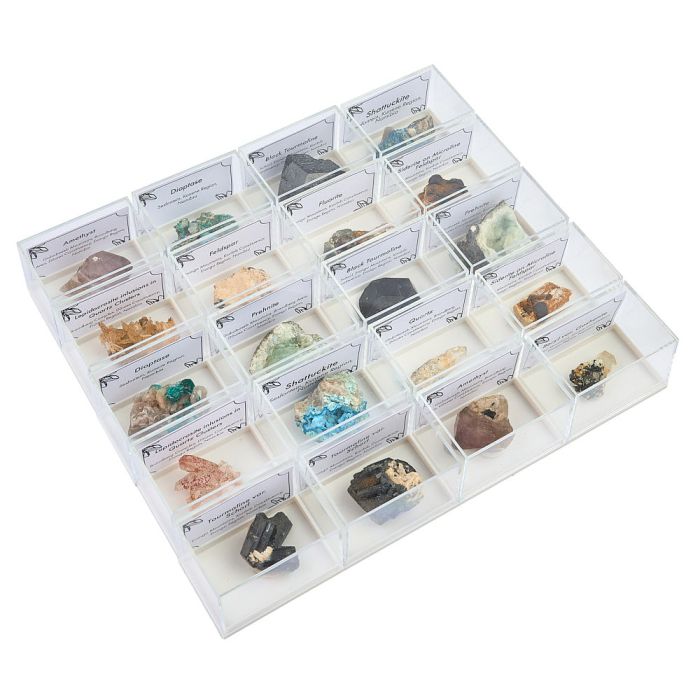 Mixed Namibian Mineral Specimen in plastic box with ID card (20 pcs)