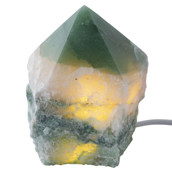 Mini Green and White Quartz Point Lamp with Disk LED USB Fitting (1pc) NETT