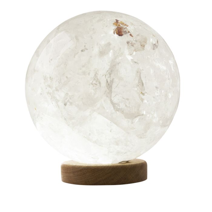 Polished Rock Crystal Sphere, B Grade with filler 240mm, with Base + USB fitting, Brazil (21kg) NETT