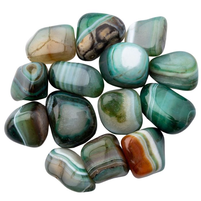 Agate Banded Green Medium Tumblestone 20-30mm, Brazil (250g) NETT